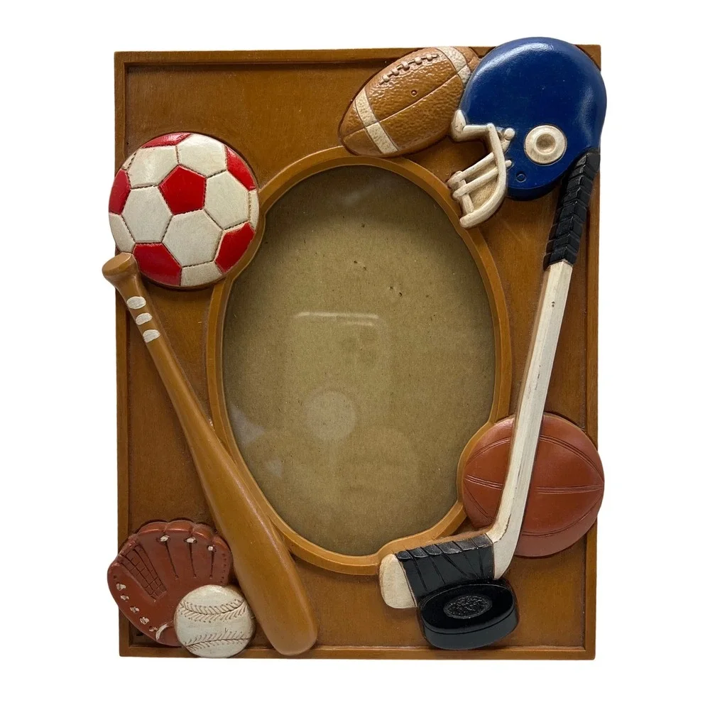 Sports 3D Picture Frame Kids Room Decor Wood Look‎ Fits a 5x7 photo Vintage